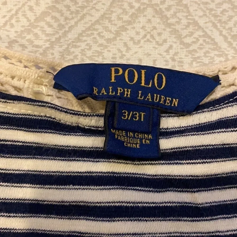 Polo Ralph Lauren Black & Ivory Striped Girls Top